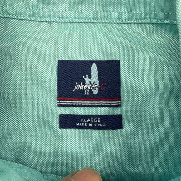 Johnnie-O Shirt Men's 2XL Seafoam Classic Long Sleeve Logo Collared Button Down - Picture 8 of 12